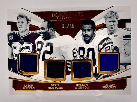 Multi-Team Witten/Newsome/Winslow/Shockey 2024 Panini Immaculate No.IM-TE #30/40 Relic Single Card