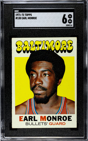 Bullets Earl Monroe 1971-72 Topps No.130 SGC Graded 6 Single Card