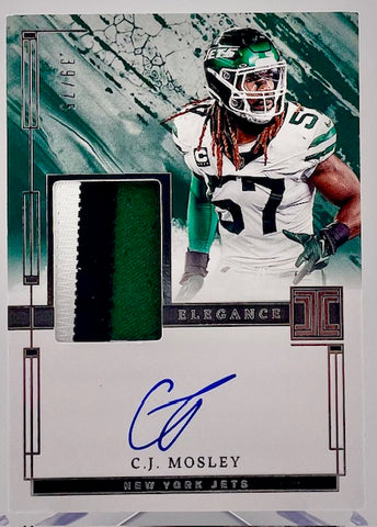 Jets CJ Mosley 2024 Panini Impeccable No.EVA-CMY #39/75 Autographed Relic Single Card
