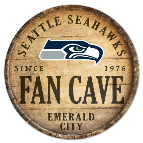 Seahawks Wood Sign Round 14" Fan Cave