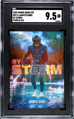 Lions Jahmyr Gibbs 2023 Panini Absolute No.BST-8 #5/5 SGC Graded 9.5 Rookie Single Card