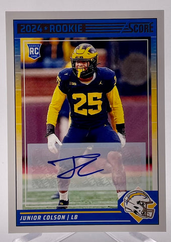 Chargers Junior Colson 2024 Panini Score No.359 Autographed Rookie Single Card