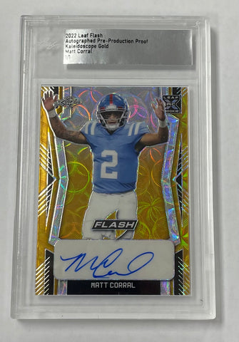 Ole Miss Matt Corral 2022 Leaf Flash Pre-Production 1/1 Kaleidoscope Gold Autographed Rookie Single Card