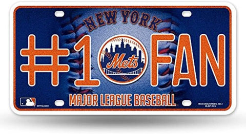 Mets #1 Fan Metal License Plate Tag Bling