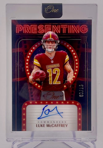 Commanders Luke McCaffrey 2024 Panini One No.166 #08/15 Autographed Rookie Single Card
