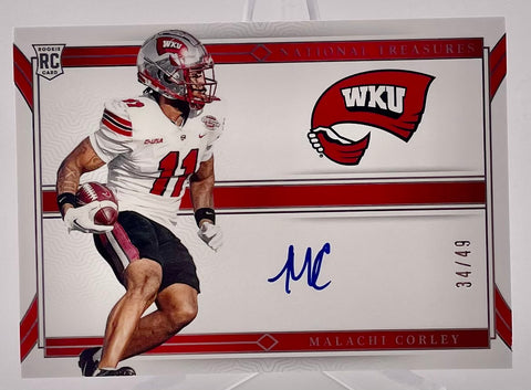 Western Kentucky Malachi Corley 2024 Panini National Treasures NCAA No.TL-MC #34/49 Autographed Rookie Single Card