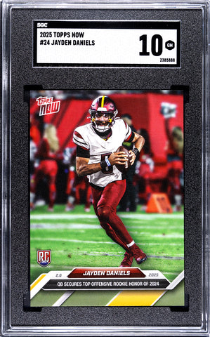 Commanders Jayden Daniels 2025 Topps Now No.24 SGC Graded 10 Rookie Single Card (2385888)