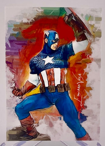 Marvel Captain America 2015 Edward Vela Limited Edition Giclee Print #23/25 Artist Autographed Single Card