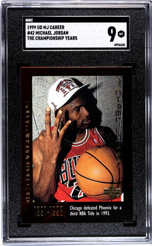 Bulls Michael Jordan 1999 Upper Deck MJ Career No.42 The Championship Years SGC Graded 9 Single Card (4994420)