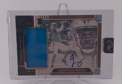Panthers Jonathan Mingo 2023 Panini One No.5 #162/199 Autographed Relic Rookie Single Card