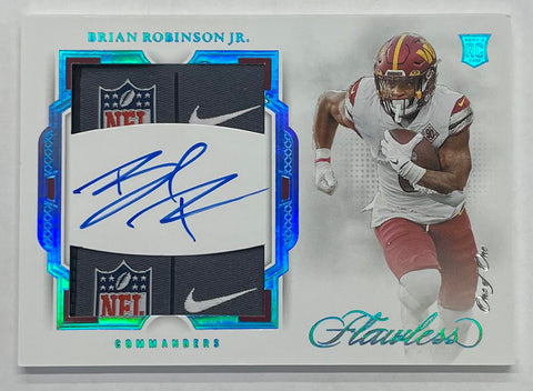 Commanders Brian Robinson Jr 2022 Panini Flawless No.RDP-RB 1/1 Autograph Relic RPA Rookie Single Card