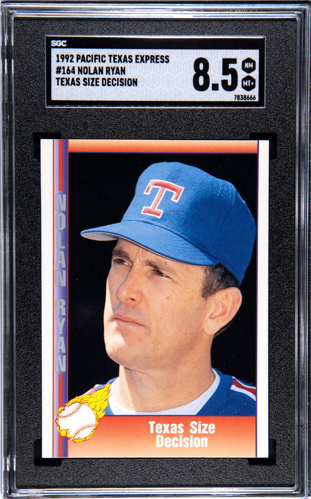 Rangers Nolan Ryan 1992 Pacific Texas Express #164 Texas Size Decision SGC Graded 8.5 Single Card Rangers Nolan Ryan 1992 Pacific Texas Express #164 Texas Size Decision SGC Graded 8.5 Single Card