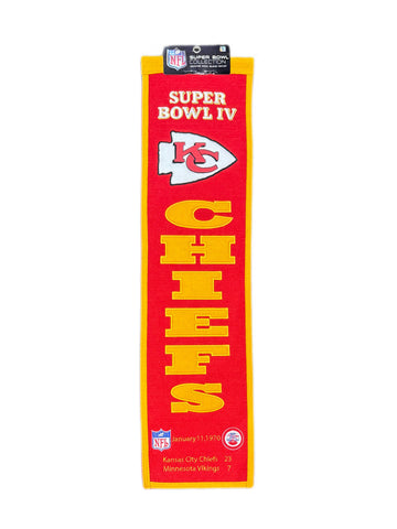Chiefs 8"x32" Wool Banner Super Bowl 4 Champs