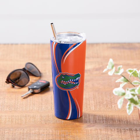 Gators 20oz Stainless Steel Tumbler w/ Straw and Cleaning Brush