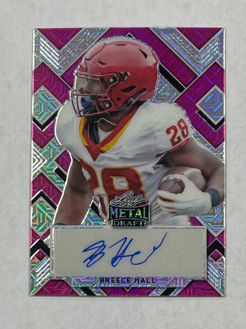 Iowa St Breece Hall 2022 Leaf Metal Draft No.PA-BH1 7/7 Autographed Rookie Single Card