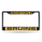 Bruins Laser Cut License Plate Frame Color Black w/ Yellow Background