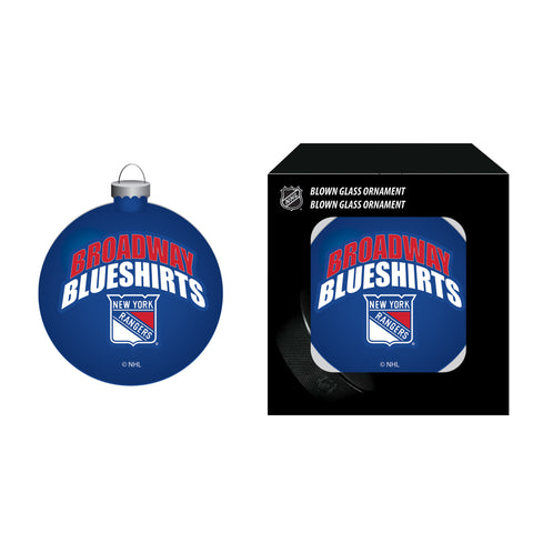 Rangers Ornament Blown Glass Bulb NHL