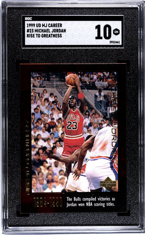Bulls Michael Jordan 1999 Upper Deck MJ Career No.23 Rise to Greatness SGC Graded 10 Single Card (3952461)