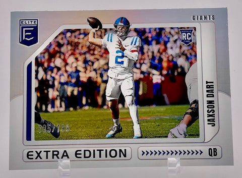 Giants Jaxson Dart 2025 Panini Donruss Elite No. 9 #785/799 Rookie Single Card