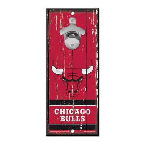 Bulls 5x11 Wood Bottle Opener Sign