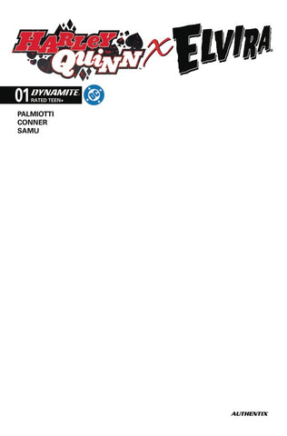 Harley Quinn X Elvira Issue #1 October Cover J White Blank Variant Comic Book