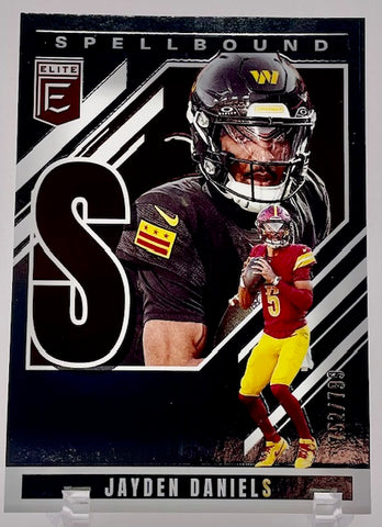 Commanders Jayden Daniels 2025 Panini Donruss Elite No.14 Spellbound "S" #752/799 Single Card