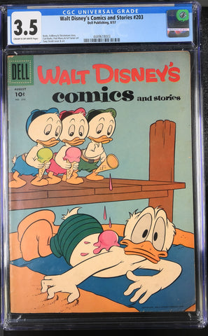 Walt Disney's Comics & Stories Issue #203 August 1957 CGC Graded 3.5 Comic Book