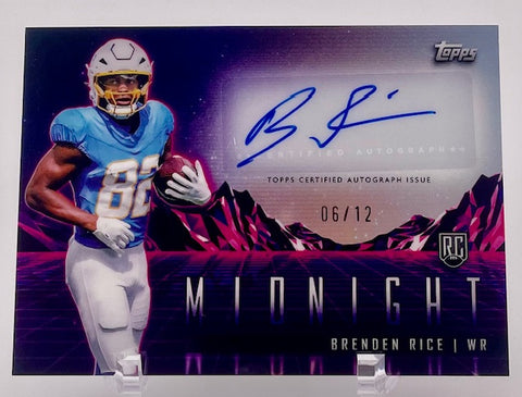 Chargers Brenden Rice 2024 Topps Midnight No.RHS-BR #06/12 Autographed Rookie Single Card