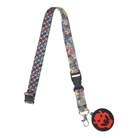 Super Mario Brothers Bowser Metal Charm Sublimated Lanyard