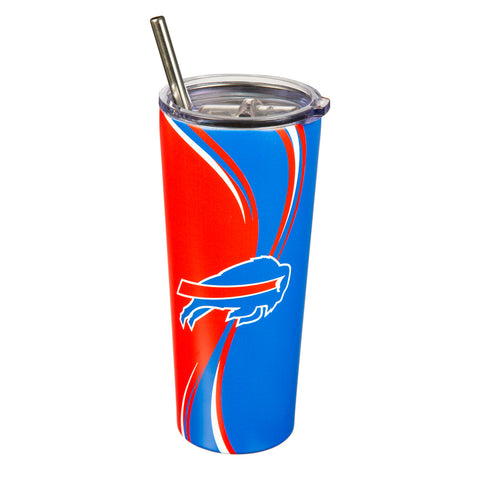 Bills 20oz Stainless Steel Tumbler w/ Straw and Cleaning Brush