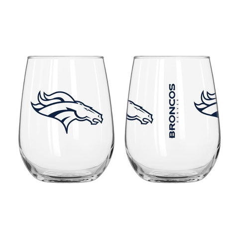 Broncos 16oz Curved Beverage Stemless Wine Glass