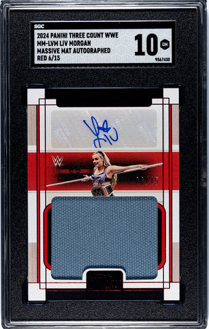 Liv Morgan WWE 2024 Panini Three Count No.MM-LVM #06/15 SGC Graded 10 Autographed Relic Single Card