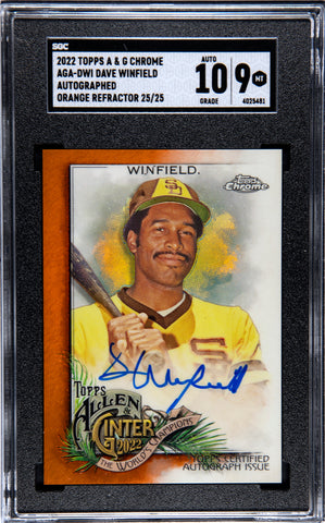 Padres Dave Winfield 2022 Topps Allen & Ginter Chrome No.AGA-DWI #25/25 Autographed SGC Graded 9 Auto 10 Single Card