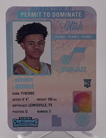 Jazz Keyonte George 2023-24 Panini Contenders No.2 SSP Case Hit Rookie Single Card