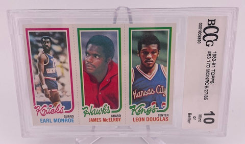 Earl Monroe/James McElroy/Leon Douglas 1980-81 Topps No. 85/27/170 BCCG Graded 10 Single Card