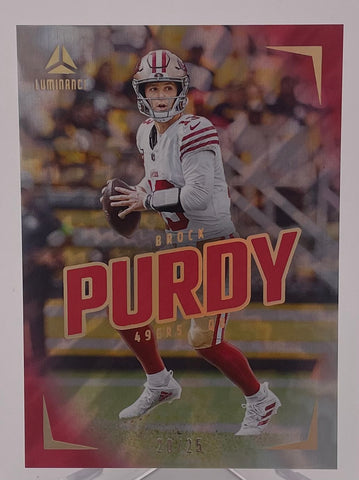 49ers Brock Purdy 2024 Panini Luminance No.62 #20/25 Single Card