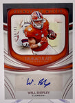 Clemson Will Shipley 2022 Panini Immaculate NCAA No.SM-WSH #14/99 Autographed Single Card