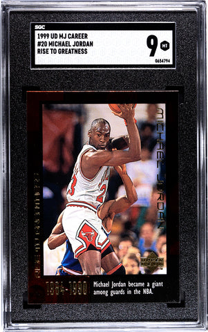 Bulls Michael Jordan 1999 Upper Deck MJ Career No.20 Rise to Greatness SGC Graded 9 Single Card (0654794)