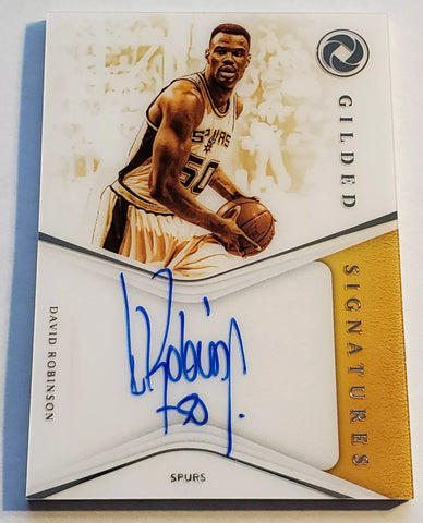 Spurs David Robinson 2019-20 Panini Opulence #43/49 Gilded Signatures On-Card Autographed Single Card