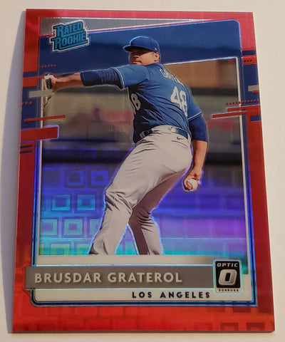 Dodgers Brusdar Graterol 2020 Donruss Optic FOTL #10/79 Rated Rookie Red Prizm Single Card