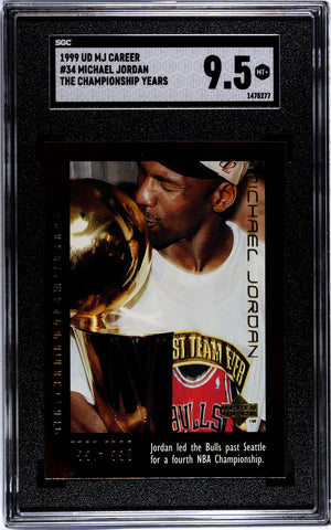 Bulls Michael Jordan 1999 Upper Deck MJ Career No.34 The Championship Years SGC Graded 9.5 Single Card (1478277)