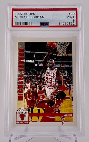 Bulls Michael Jordan 1992 NBA Hoops No.30 PSA Graded 9 Single Card