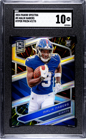 Giants Malik Nabers 2024 Panini Spectra No.5 #47/75 SGC Graded 10 Rookie Single Card