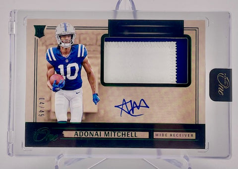 Colts Adonai Mitchell 2024 Panini One No.7 #04/49 Autographed Relic Rookie Single Card