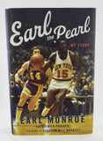 Knicks Earl Monroe 3-Pk Championship items (2 Pieces of Autographed Court & 1 Autographed Hardcover Book)