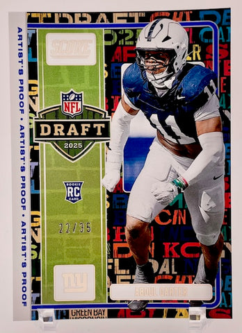 Giants Abdul Carter 2025 Panini Score No. 8 #22/35 Artist's Proof Rookie Single Card