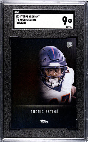 Broncos Audric Estime 2024 Topps Midnight No. T-8 Twilight SGC Graded 9 Rookie Single Card