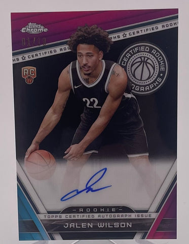 Nets Jalen Wilson 2023-24 Topps Chrome No.CRA-JW #01/10 Autographed Rookie Single Card