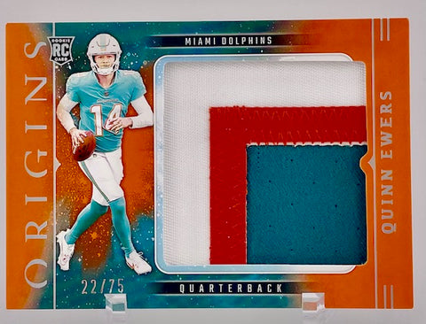 Dolphins Quinn Ewers 2025 Panini Origins No.RJY-QES #22/75 Relic Rookie Single Card