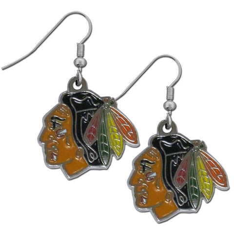 Blackhawks Earrings Dangle Chrome